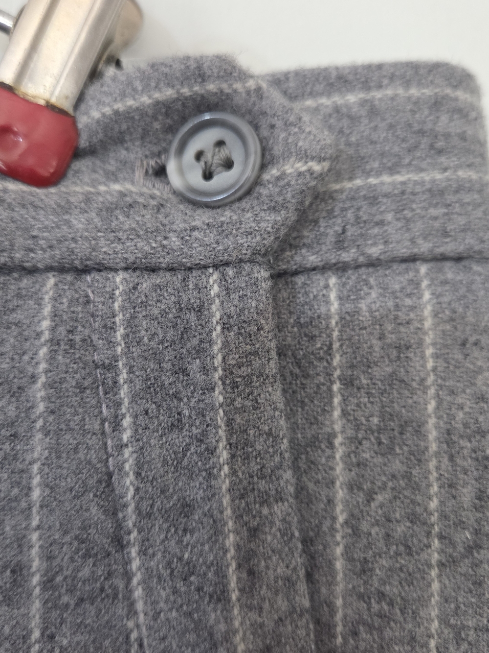 Wool Vintage Simone Alexander Betty Woodard Pinstripe Skirt Suit Set Grey - Picture 6 of 7